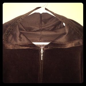 JMS NWT Stud Trim Chocolate Brown Velour Hoodie 2X